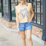 Pray Big Cropped Tank, Mustard