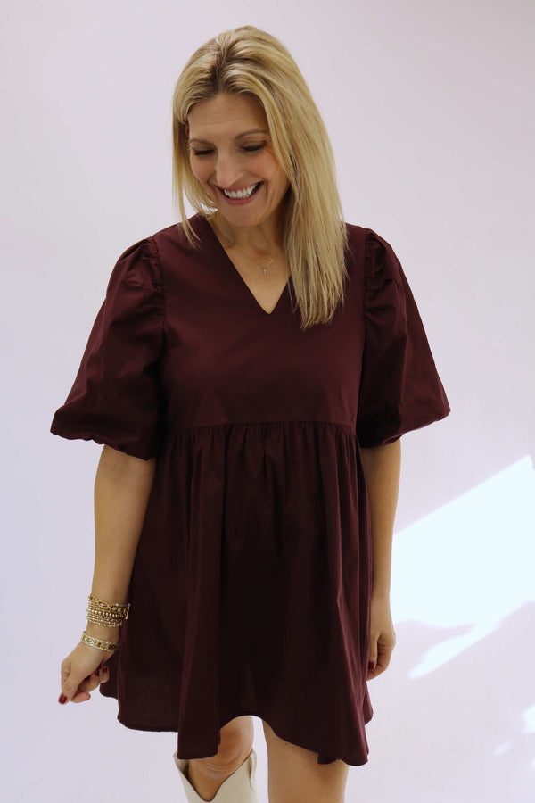 Denton Mini Dress, Burgundy
