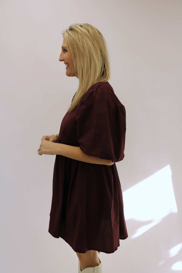 Denton Mini Dress, Burgundy