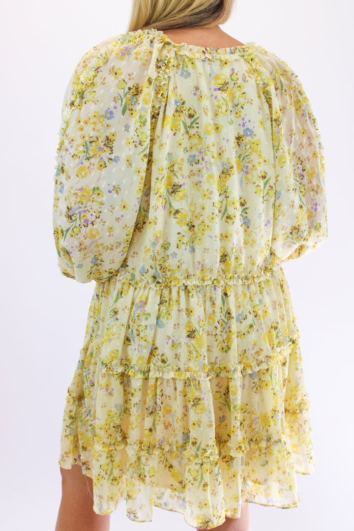 Fields of Dreams Floral Dress, Yellow
