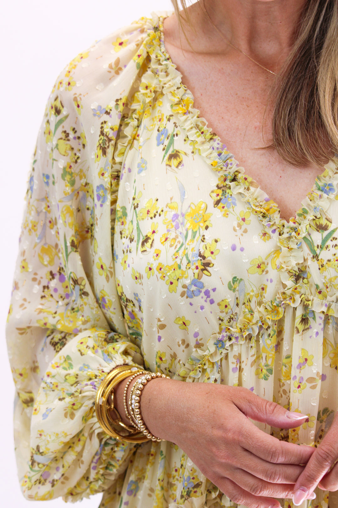 Fields of Dreams Floral Dress, Yellow