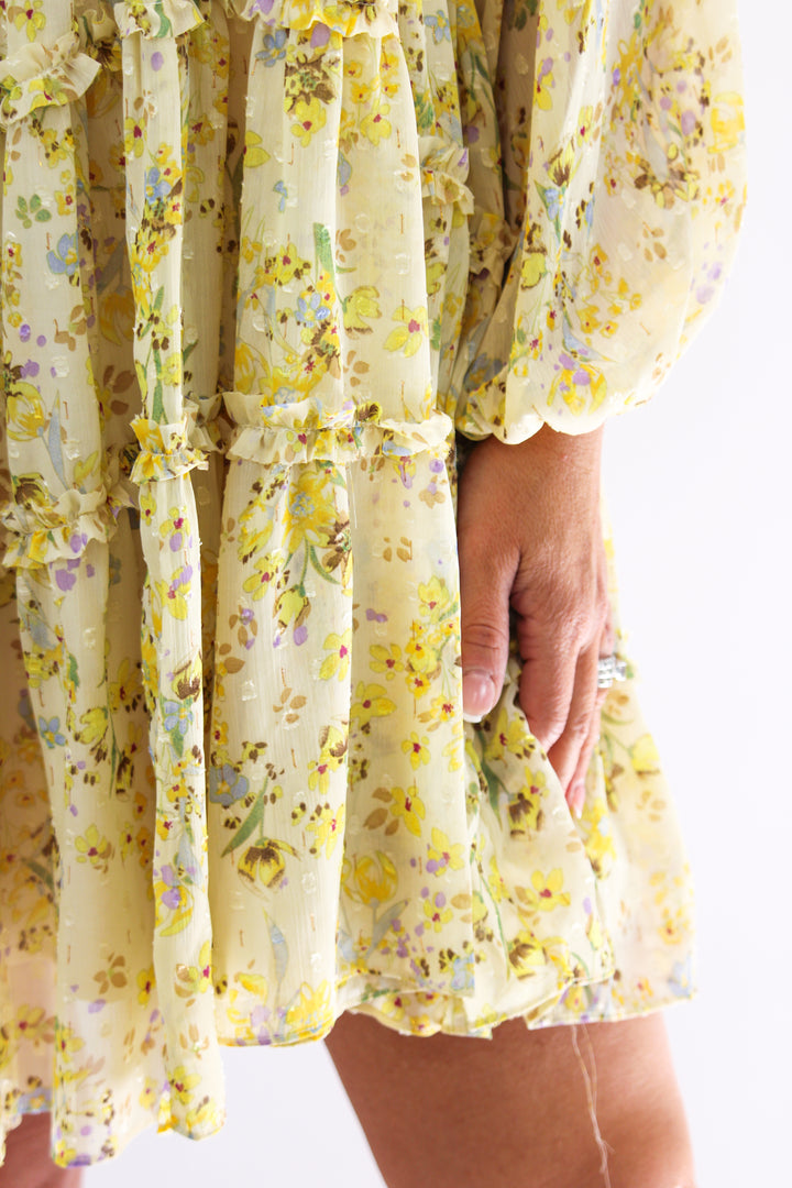 Fields of Dreams Floral Dress, Yellow