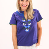 Keaton Top, Navy Multi Garden Green