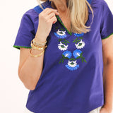 Keaton Top, Navy Multi Garden Green