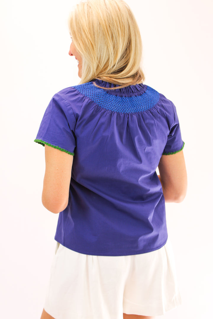 Keaton Top, Navy Multi Garden Green