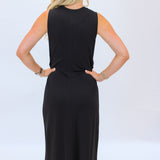 Sleek Jersey Ruched Tank Dress, Classic Black