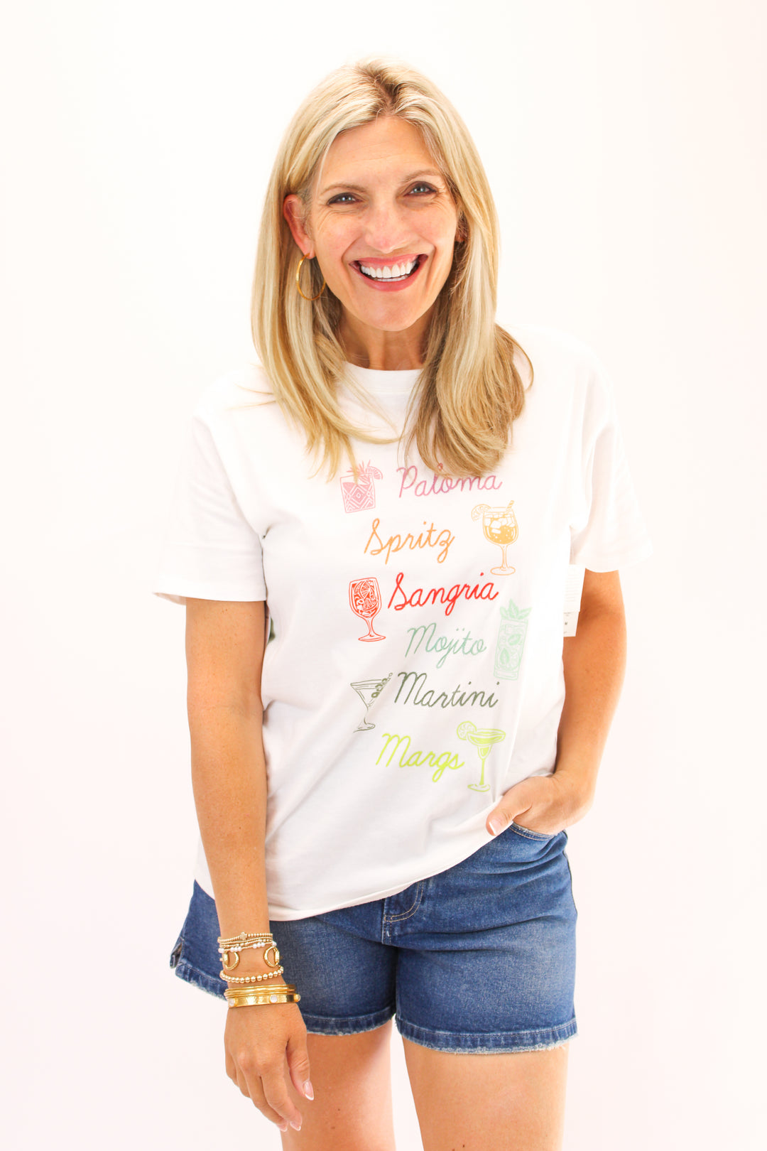 Cocktails Boyfriend Tee, Sea Salt