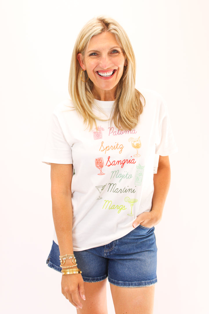 Cocktails Boyfriend Tee, Sea Salt