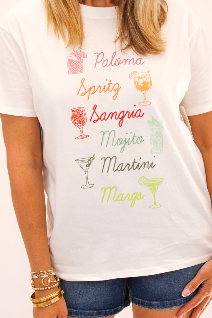 Cocktails Boyfriend Tee, Sea Salt