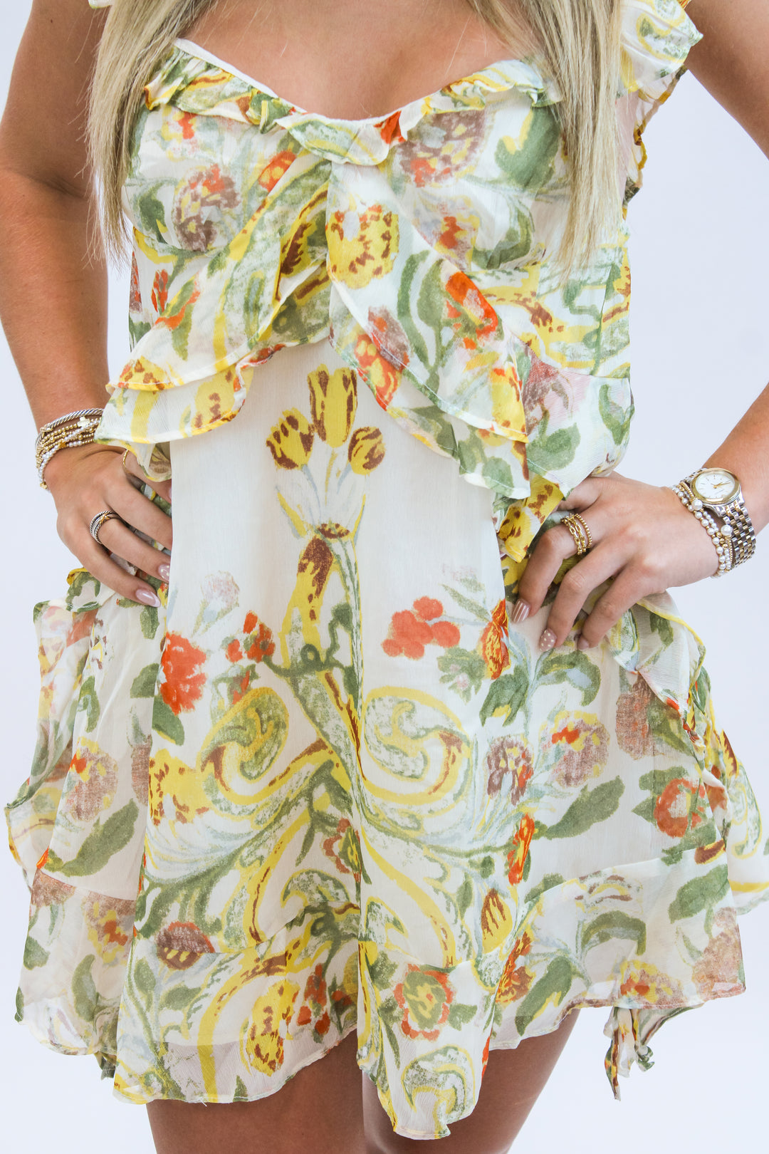 Bali Flora Mini Dress, Tea Combo