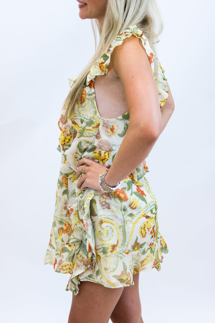 Bali Flora Mini Dress, Tea Combo