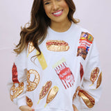White Scattered Ballpark Food Sweatshirt