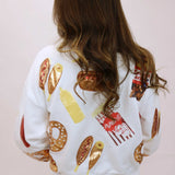 White Scattered Ballpark Food Sweatshirt