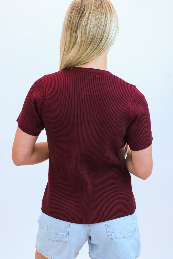 Fourth & Flirty Knit Top, Maroon