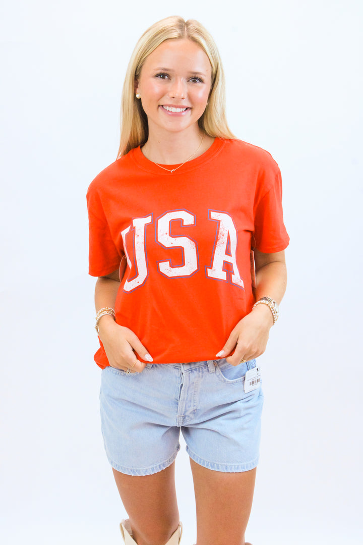 USA Boyfriend Tee, Cabana Red