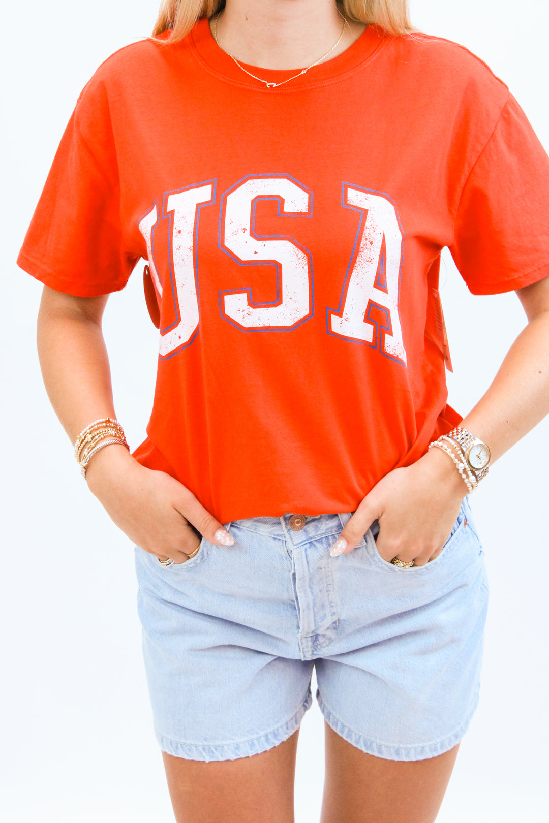 USA Boyfriend Tee, Cabana Red