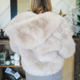 Louder Please Hooded Faux Fur Jacket, Almond Flour