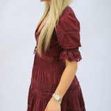 Lilias Cotton Mini Dress, Spiced Berry
