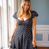 Cambria Sweetheart Mini Dress, Black/White