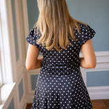 Cambria Sweetheart Mini Dress, Black/White