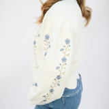 Meadow Bloom Scalloped Sweater, Cream