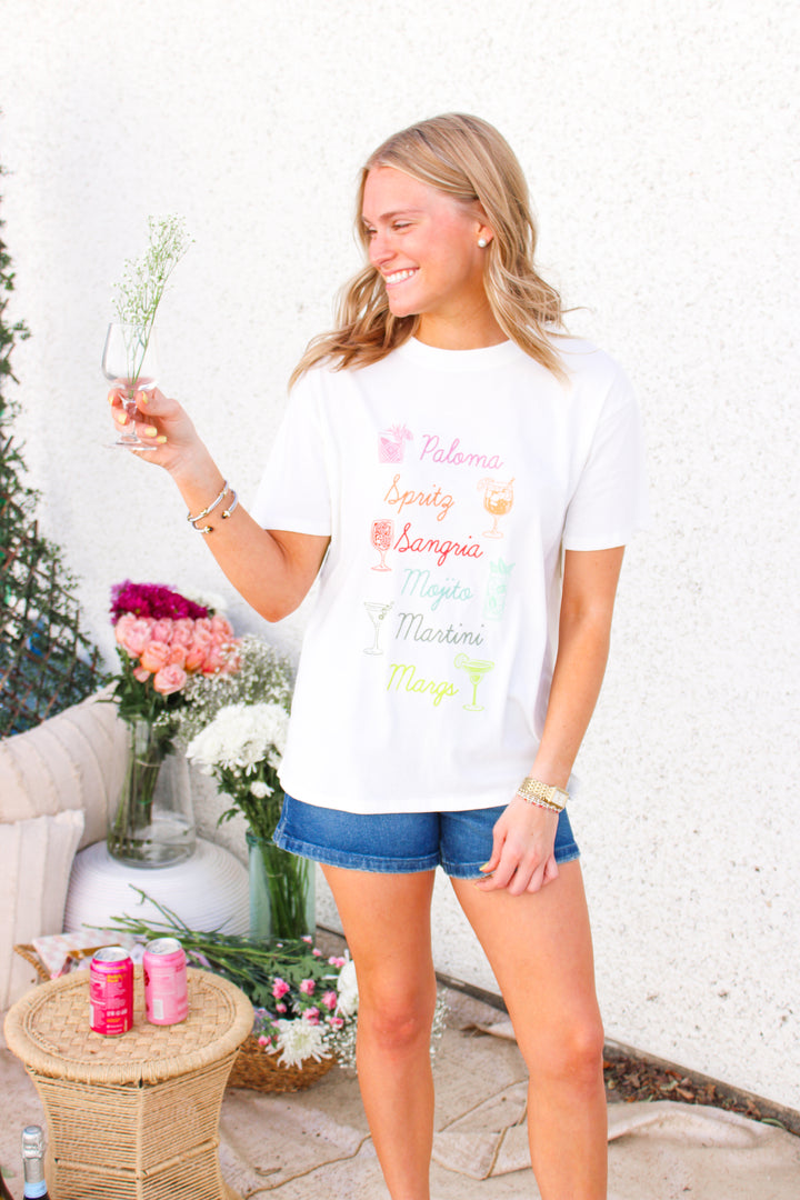 Cocktails Boyfriend Tee, Sea Salt