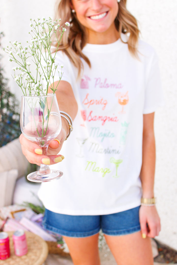 Cocktails Boyfriend Tee, Sea Salt
