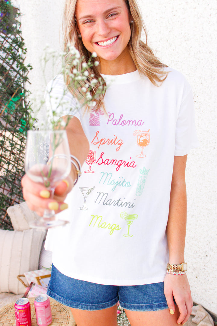 Cocktails Boyfriend Tee, Sea Salt