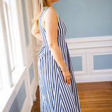 Lime Light Midi Dress, Navy/White/Chartreuse