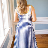 Lime Light Midi Dress, Navy/White/Chartreuse