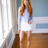 Peridot Stretch Pointelle Cardigan, Moonwash