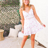 Solbina Cotton Rose & Bow Mini Dress, Fancy Pink