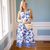 Zeta Dress, Royal Blue/Bone