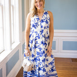 Zeta Dress, Royal Blue/Bone