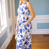 Zeta Dress, Royal Blue/Bone
