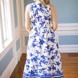 Zeta Dress, Royal Blue/Bone