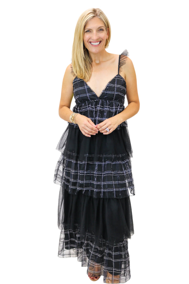 Meet Me At Midnight Mesh Tiered Maxi Dress