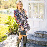 Rococo Flowers Black Mini Dress