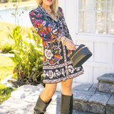 Rococo Flowers Black Mini Dress