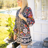 Rococo Flowers Black Mini Dress