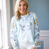 Teatime in Bloom Top, Light Sky Blue