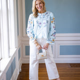 Teatime in Bloom Top, Light Sky Blue