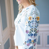 Teatime in Bloom Top, Light Sky Blue