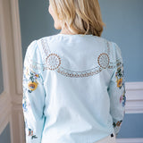 Teatime in Bloom Top, Light Sky Blue