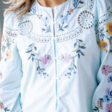 Teatime in Bloom Top, Light Sky Blue