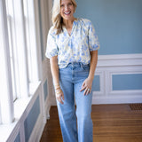 Simply Put Top, Cream/Blue