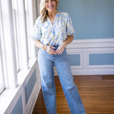 Simply Put Top, Cream/Blue