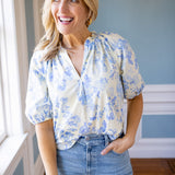 Simply Put Top, Cream/Blue