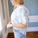 Simply Put Top, Cream/Blue