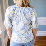 Simply Put Top, Cream/Blue